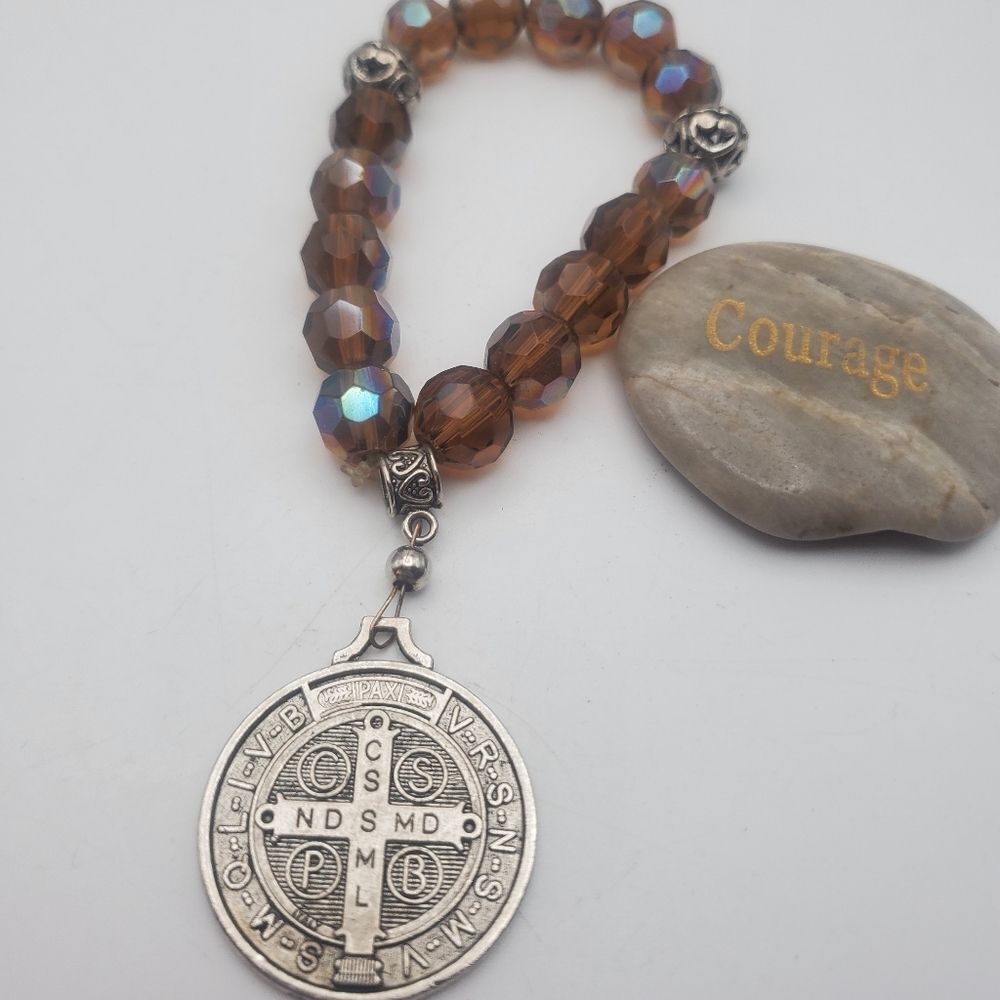 Rosary champagne beaded bracelet‎ B1011